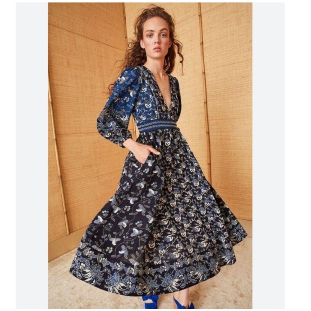 Ulla Johnson Iona Indigo Midi Dress Sz 4